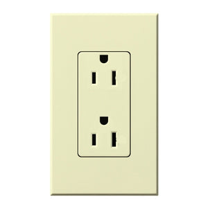 Lutron NTR-15-AL Nova T Receptacles 15A 125V in Almond, Matte Finish