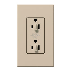 Lutron NTR-15-DDTR-TP Nova T 15A 120/125V Dual Dimming Tamper Resistant Duplex Receptacle in Taupe, Matte Finish