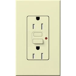 Lutron NTR-15-GFST-AL Nova T Duplex Self-Testing Tamper Resistant 15A 125V GFCI Receptacle in Almond, Matte Finish
