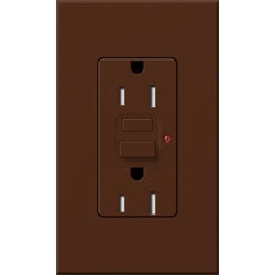 Lutron NTR-15-GFST-SI Nova T Duplex Self-Testing Tamper Resistant 15A 125V GFCI Receptacle in Sienna, Matte Finish
