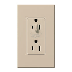 Lutron NTR-15-HDTR-TP Nova T 15A 120/125V Tamper Resistant Duplex Receptacle with Top Half Dimming in Taupe, Matte Finish