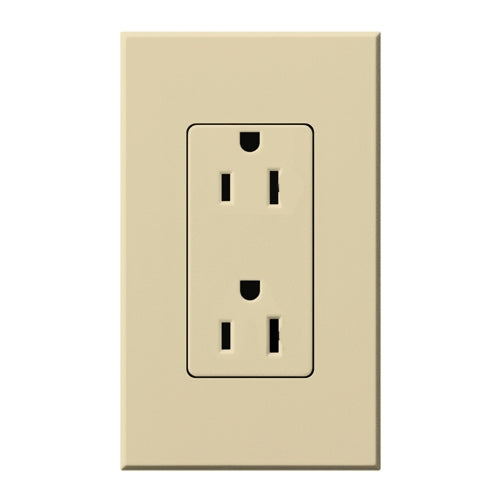 Lutron NTR-15-IV Nova T Receptacles 15A 125V in Ivory, Matte Finish
