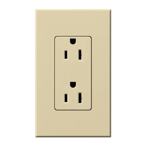 Lutron NTR-15-IV Nova T Receptacles 15A 125V in Ivory, Matte Finish