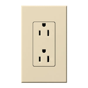 Lutron NTR-15-TR-BE Nova T Tamper Resistant Receptacles 15A 125V in Beige, Matte Finish