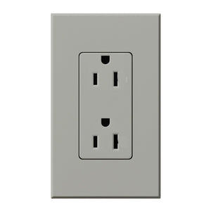 Lutron NTR-15-TR-GR Nova T Tamper Resistant Receptacles 15A 125V in Gray, Matte Finish