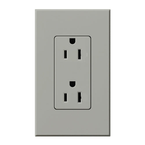 Lutron NTR-15-TR-GR Nova T Tamper Resistant Receptacles 15A 125V in Gray, Matte Finish