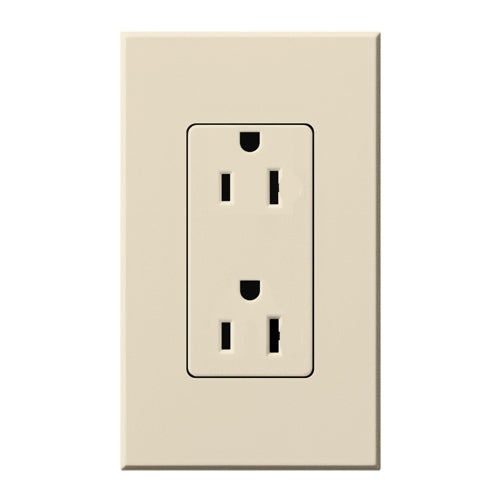 Lutron NTR-15-TR-LA Nova T Tamper Resistant Receptacles 15A 125V in Light Almond, Matte Finish