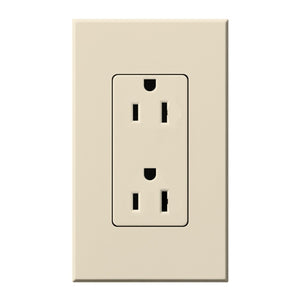 Lutron NTR-15-TR-LA Nova T Tamper Resistant Receptacles 15A 125V in Light Almond, Matte Finish