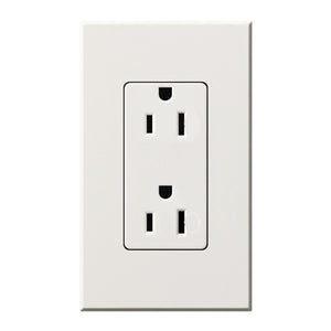 Lutron NTR-15-WH Nova T Receptacles 15A 125V in White, Matte Finish