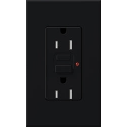 Lutron NTR-20-GFST-BL Nova T Duplex Self-Testing Tamper Resistant 20A 125V GFCI Receptacle in Black, Matte Finish