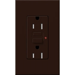 Lutron NTR-20-GFST-BR Nova T Duplex Self-Testing Tamper Resistant 20A 125V GFCI Receptacle Brown, Matte Finish