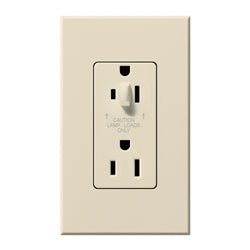 Lutron NTR-20-HDTR-LA Nova T 20A 120/125V Tamper Resistant Duplex Receptacle with Top Half Dimming in Light Almond, Matte Finish