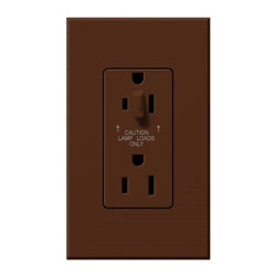 Lutron NTR-20-HDTR-SI Nova T 20A 120/125V Tamper Resistant Duplex Receptacle with Top Half Dimming in Sienna, Matte Finish