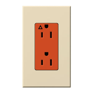 Lutron NTR-20-IG-OR-BE Nova T 20A, 125V, Isolated Ground Receptacle in Beige, Matte Finish