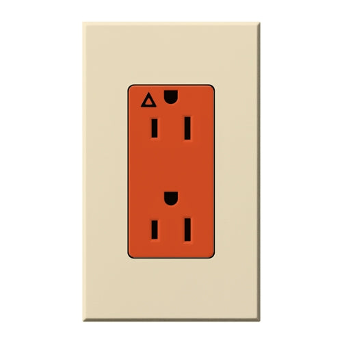 Lutron NTR-20-IG-OR-BE Nova T 20A, 125V, Isolated Ground Receptacle in Beige, Matte Finish