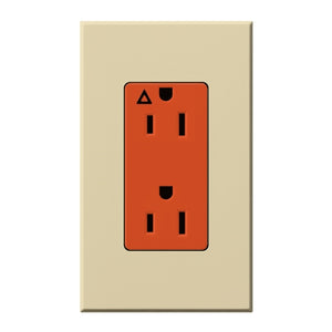 Lutron NTR-20-IG-OR-IV Nova T 20A, 125V, Isolated Ground Receptacle in Ivory, Matte Finish