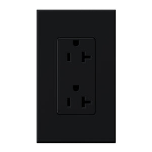 Lutron NTR-20-TR-BL Nova T Tamper Resistant Receptacles 20A 125V in Black, Matte Finish