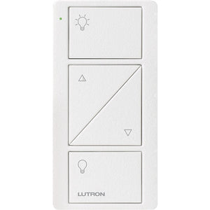 Lutron PJ2-2BRL-TSW-L01 Pico Wireless Control with indicator LED, 434 Mhz, 2-Button with Raise/Lower and Icon Engraving in White, Satin Color