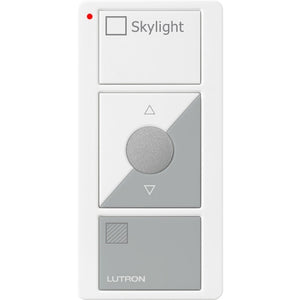 Lutron PJ2-3BRL-GWG-S06 Pico Wireless Control with indicator LED, 434 Mhz, 3-Button with Raise/Lower and Skylight Text Engraving in White and Gray