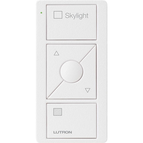 Lutron PJ2-3BRL-TSW-S06 Pico Wireless Control with indicator LED, 434 Mhz, 3-Button with Raise/Lower and Skylight Text Engraving in White, Satin Color