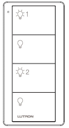 Lutron PJ2-4B-GWH-L21 Pico Wireless Control with indicator LED, RF signal, 4-Button 2-Group Control with Light Icon Engraving in White