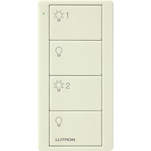 Lutron PJ2-4B-TBI-L31 Pico Wireless Control with indicator LED, RF signal, 4-Button Scene Control with Light Icon Engraving in Biscuit, Satin Color