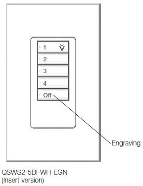 Lutron QSWS2-5BI-HT seeTouch QS Wallstation 5-Button Wallstation for Grafik Eye QS System, Insert Style in Hot Unengraved