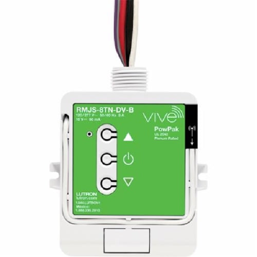 Lutron RMJS-8TN-DV-B PowPak Dimming Module with 0-10 V control, 120-277 V