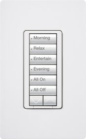 Lutron RRD-H6BRL-SW RadioRA 2 Hybrid Keypad 6-Button with Raise/Lower Keypad and 450 W/450 VA Two-wire or Neutral Wire Dimmer in Snow