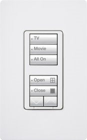 Lutron RRD-HN1RLD-PD RadioRA 2 CL Hybrid Keypad Dual-Group with Raise/Lower Keypad Neutral-Wire Dimmer, 450W Incandescent/Halogen/Magnetic Low Voltage or 100W Approved CFL/LED, in Palladium