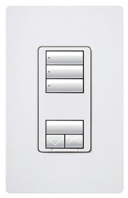 Lutron RRD-HN3S-SW RadioRA 2 CL Hybrid Keypad 3-Scene with Raise/Lower Keypad Neutral-Wire Dimmer, 450W Incandescent/Halogen/Magnetic Low Voltage or 100W Approved CFL/LED, in Snow