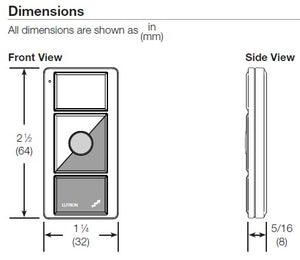Lutron RRD-P3BRL-L-WH RadioRA 2 Pico Wireless Control, 3-Button Light Control with Raise/Lower in White