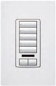 Lutron RRD-W5BRLIR-SW RadioRA 2 Wall Mount 5-Button with Raise/Lower Keypad and IR Receiver in Snow