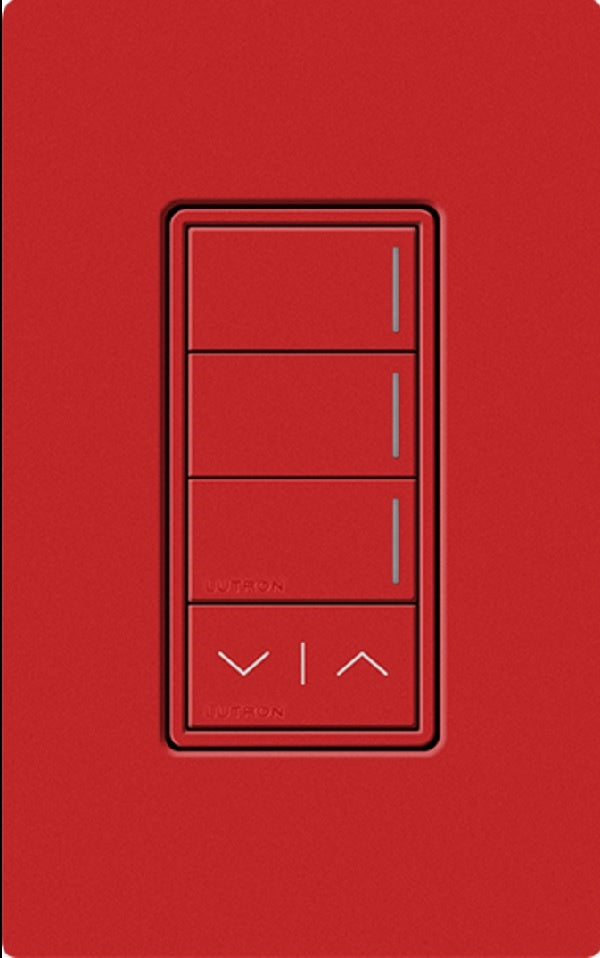 Lutron RRST-HN3RL-SR RadioRA 3 Sunnata RF Keypad, 3-Button with Raise/Lower Hybrid Keypad in Signal Red
