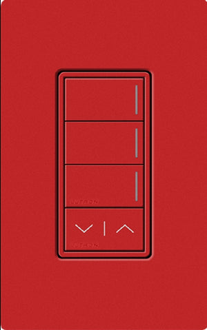 Lutron RRST-HN3RL-SR RadioRA 3 Sunnata RF Keypad, 3-Button with Raise/Lower Hybrid Keypad in Signal Red