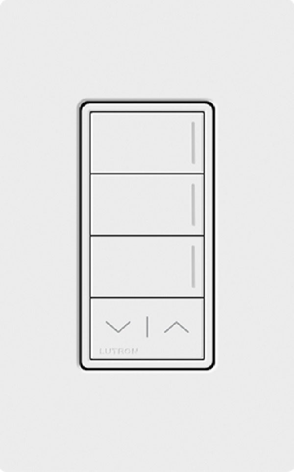 Lutron RRST-HN3RL-SW RadioRA 3 Sunnata RF Keypad, 3-Button with Raise/Lower Hybrid Keypad in Snow White
