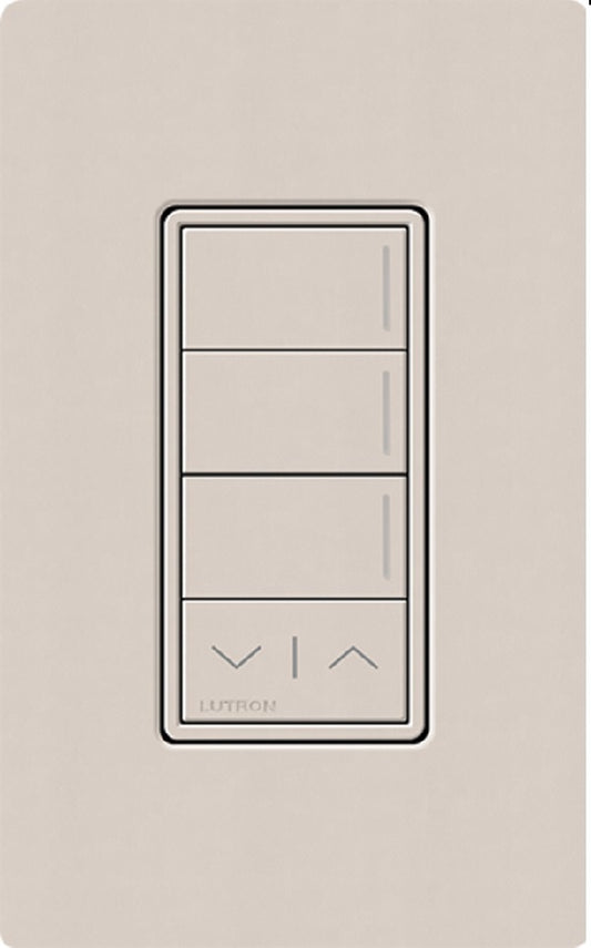 Lutron RRST-HN3RL-TP RadioRA 3 Sunnata RF Keypad, 3-Button with Raise/Lower Hybrid Keypad in Taupe