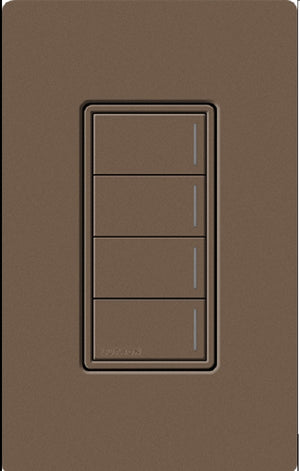 Lutron RRST-HN4B-EP RadioRA 3 Sunnata RF Keypad, 4-Button Hybrid Keypad in Espresso