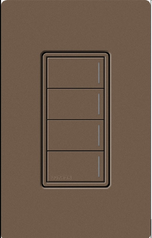 Lutron RRST-HN4B-EP RadioRA 3 Sunnata RF Keypad, 4-Button Hybrid Keypad in Espresso