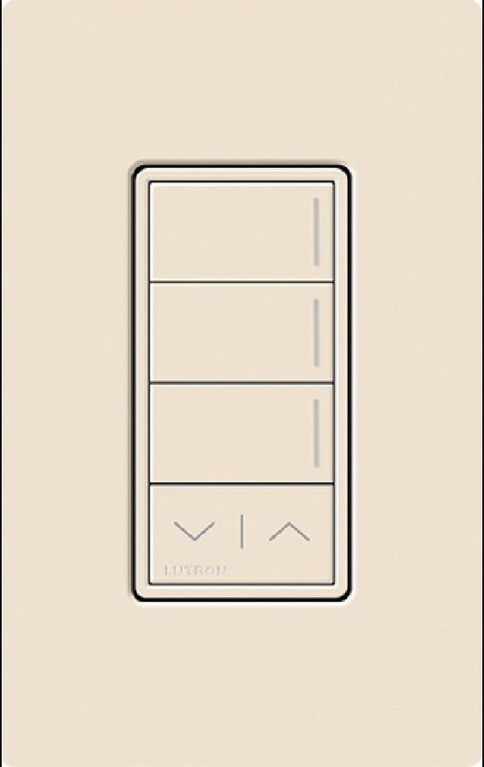 Lutron RRST-W3RL-LA RadioRA 3 Sunnata RF Keypad, 3-Button with Raise/Lower Keypad  in Light Almond