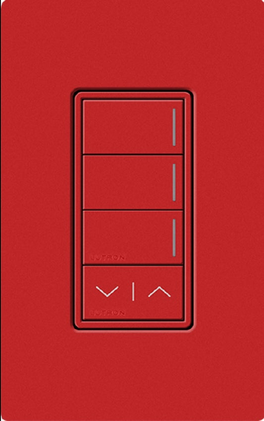 Lutron RRST-W3RL-SR RadioRA 3 Sunnata RF Keypad, 3-Button with Raise/Lower Keypad in Signal Red