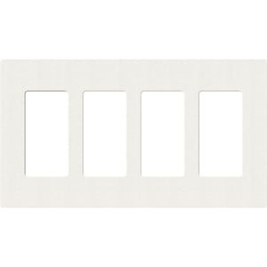 Lutron SC-4-GL Claro Satin Screwless Wallplate 4 Gang in Glacier White