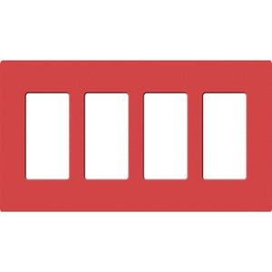 Lutron SC-4-SR Claro Satin Screwless Wallplate 4 Gang in Signal Red