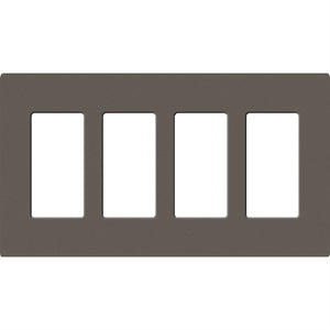 Lutron SC-4-TF Claro Satin Screwless Wallplate 4 Gang in Truffle