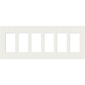 Lutron SC-6-RW Claro Satin Screwless Wallplate 5 Gang in Architectural White