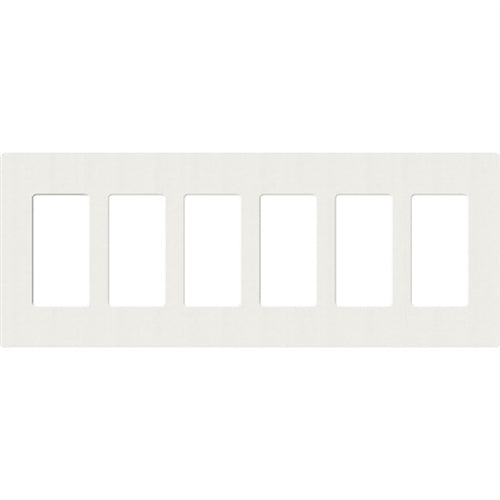 Lutron SC-6-RW Claro Satin Screwless Wallplate 5 Gang in Architectural White