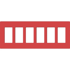 Lutron SC-6-SR Claro Satin Screwless Wallplate 5 Gang in Signal Red