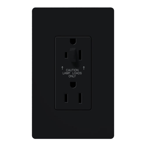 Lutron SCR-15-HDTR-MN Claro Satin Tamper Resistant 15A Split Duplex Receptacle Half for Dimming Use in Midnight