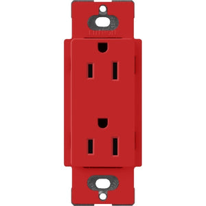 Lutron SCR-15-SR Claro Satin 15A Duplex Receptacle, Not Tamper Resistant in Signal Red