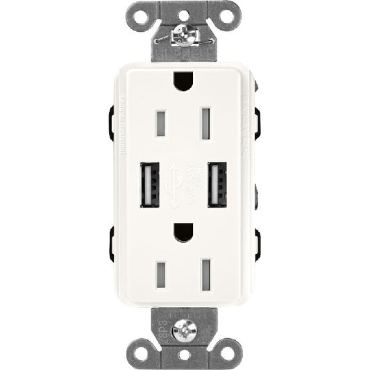 Lutron SCR-15-UBTR-BWClaro 15A Dual USB Receptacle, Tamper Resistant in Brilliant White